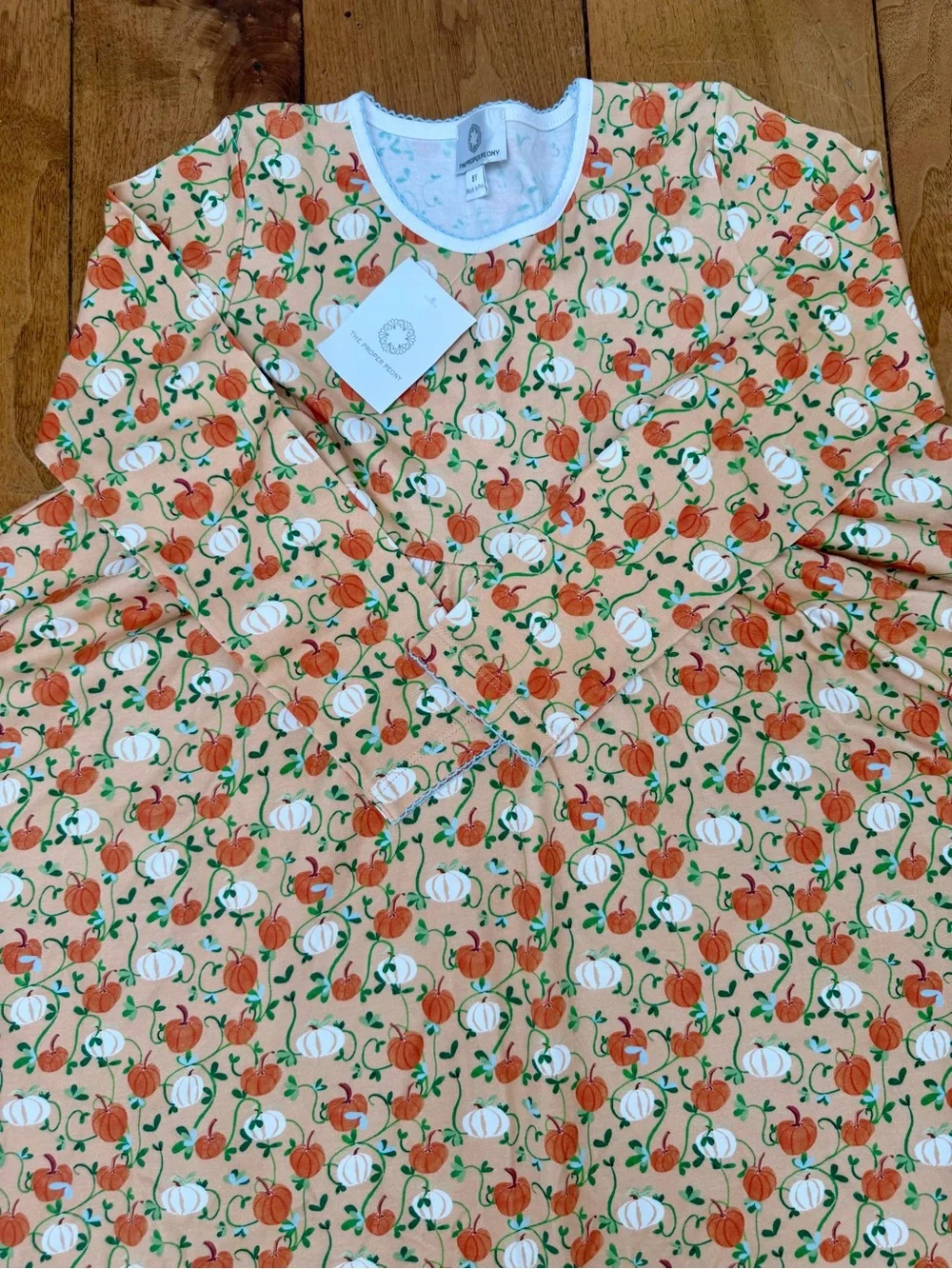 NWT The Proper Peony Autumn Vine Pumpkin Twirl Dress 8Y Pima Cotton